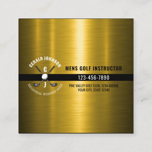 Minimalistisch golf monogram ontwerp vierkante visitekaartje (Achterkant)