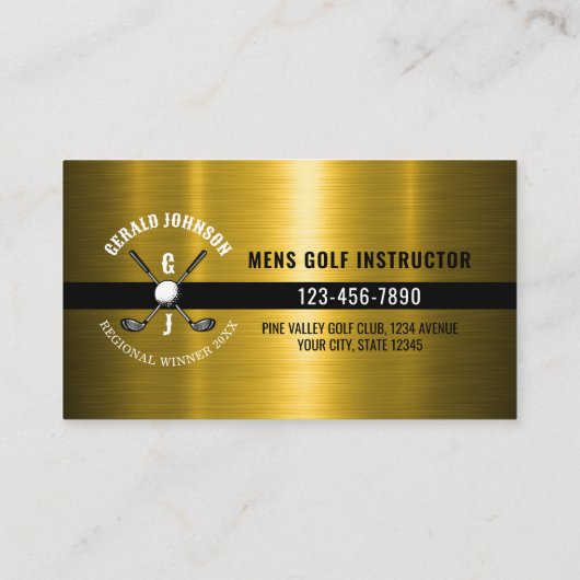 Minimalistisch golf monogram ontwerp visitekaartje (Achterkant)