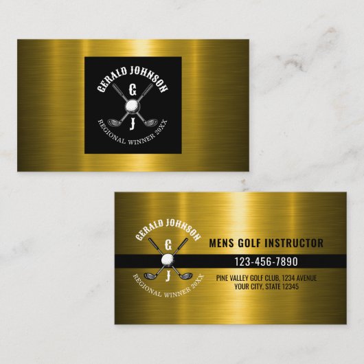 Minimalistisch golf monogram ontwerp visitekaartje (Voorkant / Achterkant)
