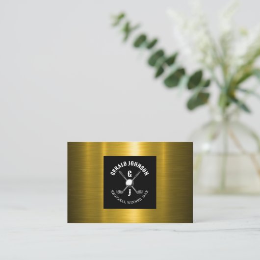 Minimalistisch Golf Monogram Ontwerp Visitekaartje (Staand voorkant)