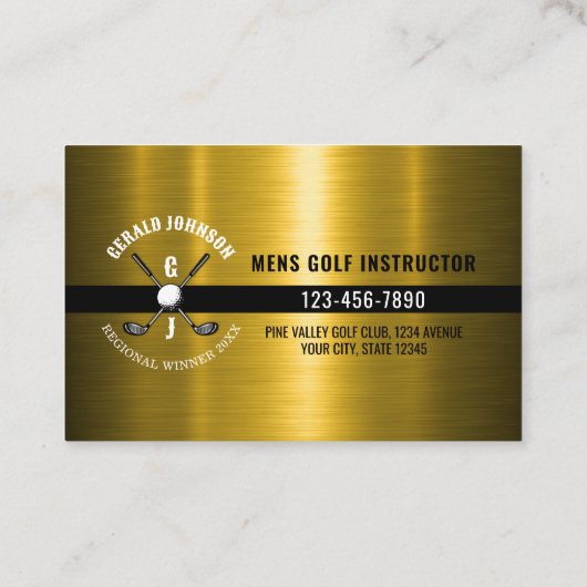 Minimalistisch Golf Monogram Ontwerp Visitekaartje (Achterkant)