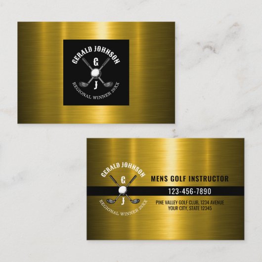 Minimalistisch Golf Monogram Ontwerp Visitekaartje (Voorkant / Achterkant)