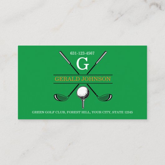 Minimalistisch Golf Monogram Ontwerp Visitekaartje (Achterkant)