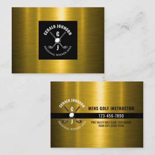 Minimalistisch golf monogram ontwerp visitekaartje (Voorkant / Achterkant)