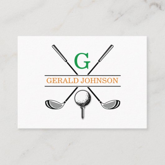 Minimalistisch Golf Monogram Ontwerp Visitekaartje (Voorkant)