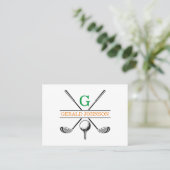 Minimalistisch Golf Monogram Ontwerp Visitekaartje (Staand voorkant)