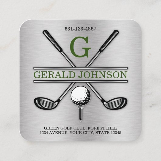 Minimalistisch Golf Monogram Square Visitekaartje (Achterkant)