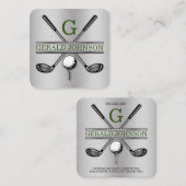 Minimalistisch Golf Monogram Square Visitekaartje (Voorkant / Achterkant)