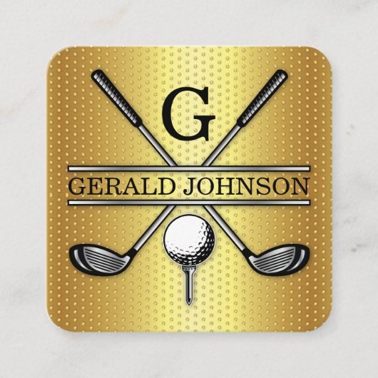 Minimalistisch Golf Monogram Square Visitekaartje (Voorkant)