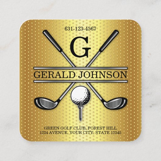 Minimalistisch Golf Monogram Square Visitekaartje (Achterkant)