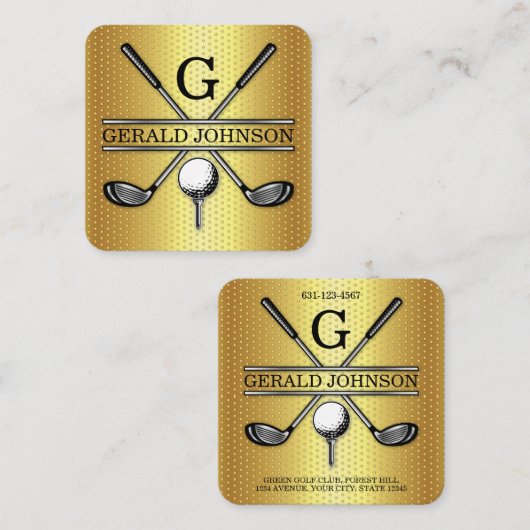 Minimalistisch Golf Monogram Square Visitekaartje (Voorkant / Achterkant)