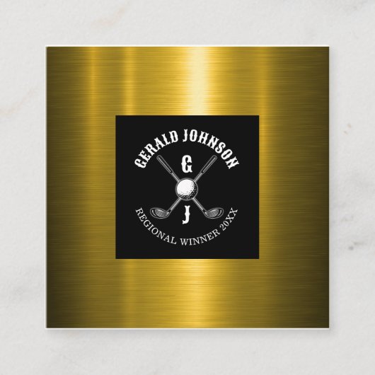 Minimalistisch golf monogramontwerp vierkante visitekaartje (Voorkant)