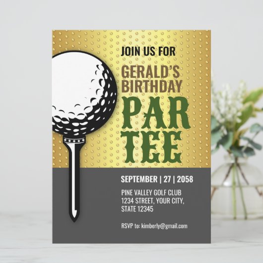 Minimalistisch Golf Party Design Kaart (Staand voorkant)