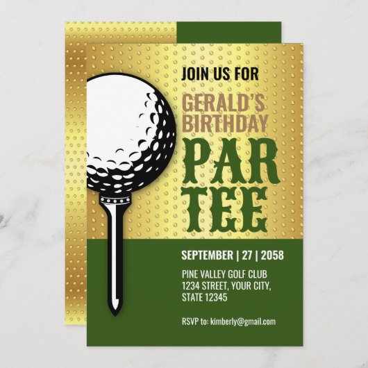 Minimalistisch Golf Party Design Kaart (Voorkant / Achterkant)