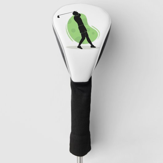 Minimalistisch golfer silhouet ontwerp golfheadcover (Voorkant)