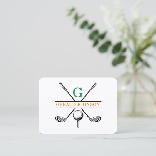 Minimalistisch Golfmonogram Visitekaartje (Staand voorkant)