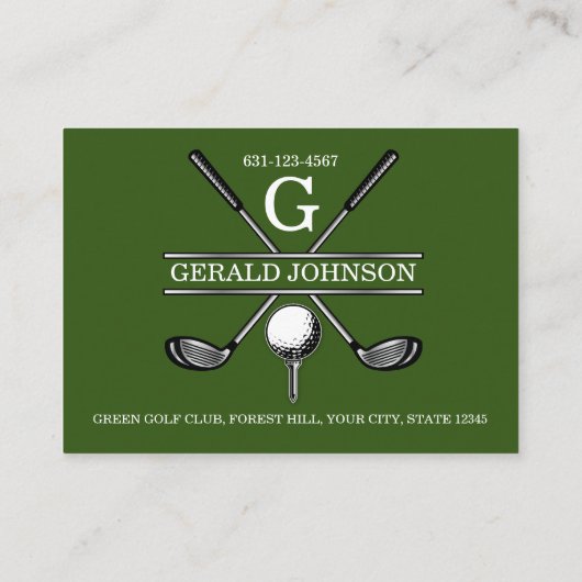 Minimalistisch Golfmonogram Visitekaartje (Achterkant)