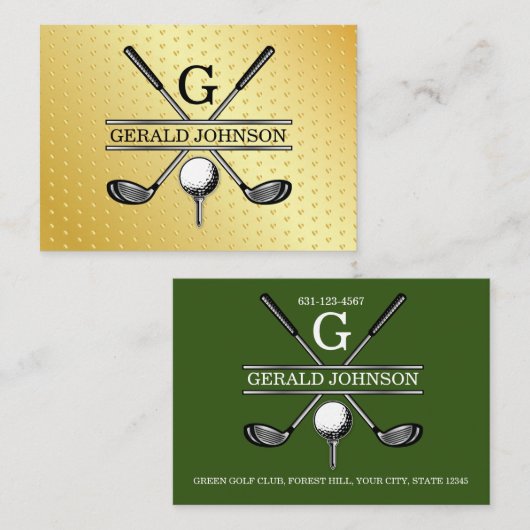 Minimalistisch Golfmonogram Visitekaartje (Voorkant / Achterkant)