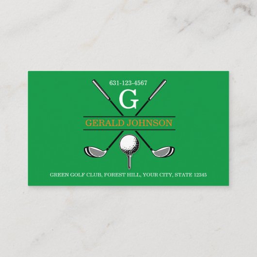 Minimalistisch Golfmonogram Visitekaartje (Achterkant)