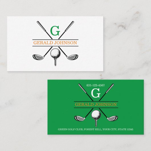 Minimalistisch Golfmonogram Visitekaartje (Voorkant / Achterkant)