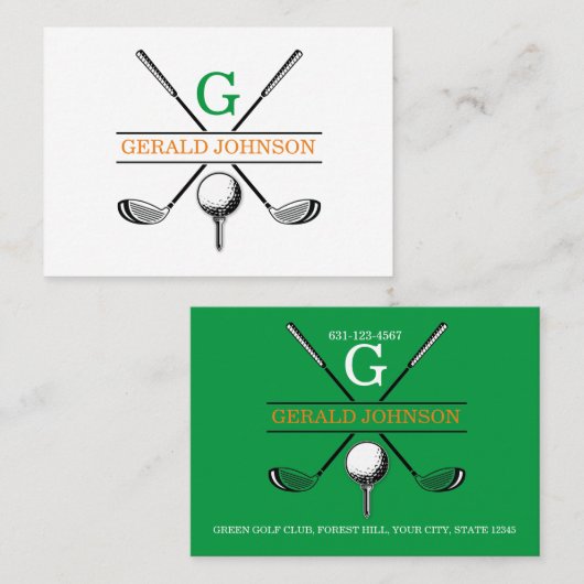 Minimalistisch Golfmonogram Visitekaartje (Voorkant / Achterkant)