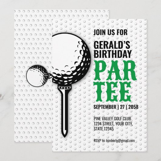 Minimalistisch golfparty ontwerp kaart (Voorkant / Achterkant)