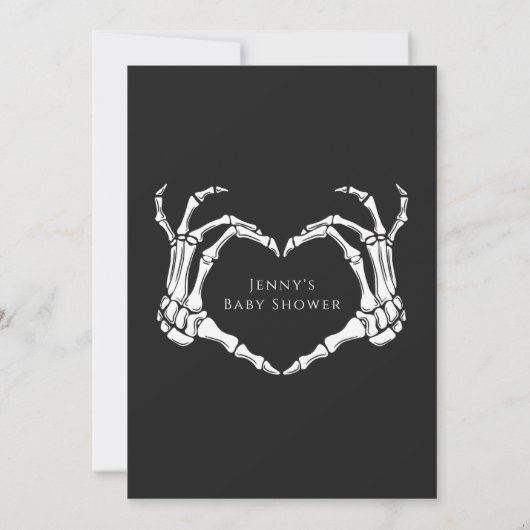Minimalistisch Gothic skelet handen Baby shower Kaart (Achterkant)
