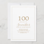 Minimalistisch goud 100e verjaardag kaart (Voorkant)