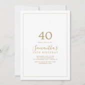 Minimalistisch goud 40e verjaardag kaart (Voorkant)