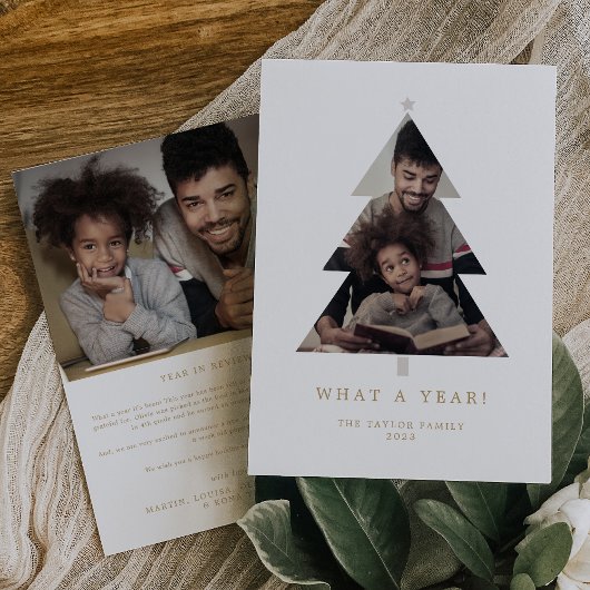 Minimalistisch goud eenvoudig wat een jaar Kerstmi Feestdagenkaart