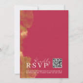 Minimalistisch goud en roze rode magenta huwelijk kaart (Achterkant)