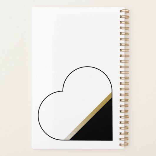 Minimalistisch goud en zwart hart planner (Achterkant)