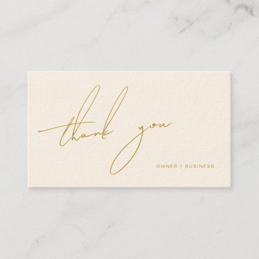 Minimalistisch Goud Handgeschreven Script Beige Da Visitekaartje (Voorkant)