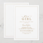 Minimalistisch goud Het is een meisje Baby shower Kaart (Voorkant / Achterkant)