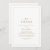 Minimalistisch goud Het is Twins Baby shower Kaart (Voorkant / Achterkant)
