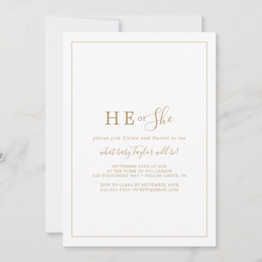 Minimalistisch goud Hij of zij Kaart (Voorkant)