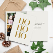 Minimalistisch Goud "HO HO HO" Foto Kerstmis Feestdagen Kaart