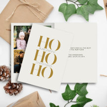 Minimalistisch Goud "HO HO HO" Foto Kerstmis