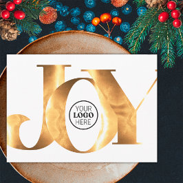 Minimalistisch Goud Joy Zakelijk Logo Prettig Kers Feestdagenkaart