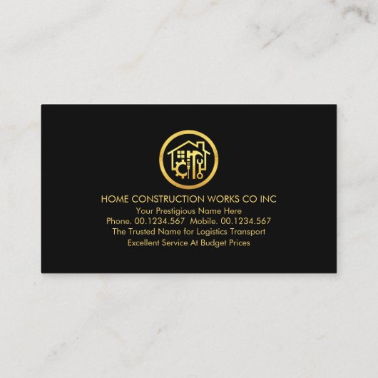 Minimalistisch goud lijn constructie tool visitekaartje (Achterkant)