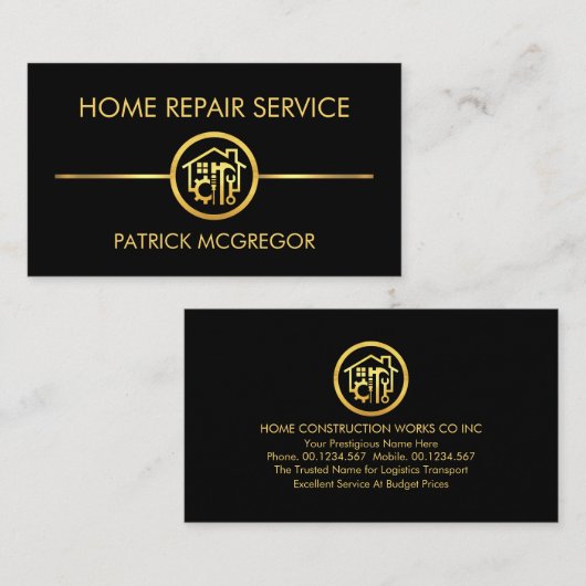 Minimalistisch goud lijn constructie tool visitekaartje (Voorkant / Achterkant)