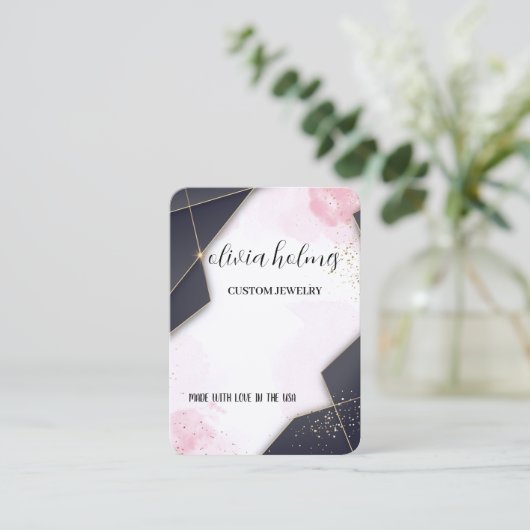 Minimalistisch goud-marbel sieraden Visitekaartje (Staand voorkant)