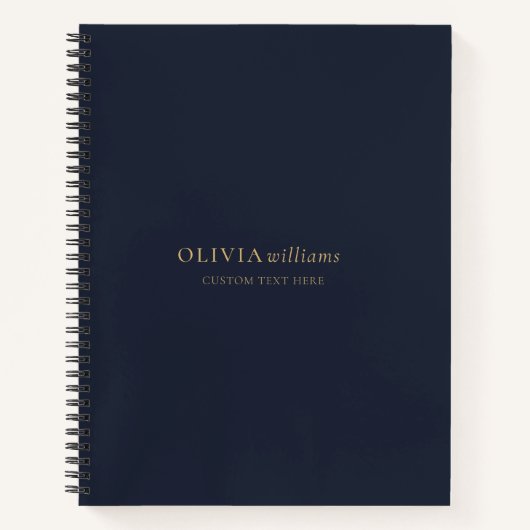 Minimalistisch Goud Marine Blauw Eenvoudig Profess Notitieboek (Voorkant)