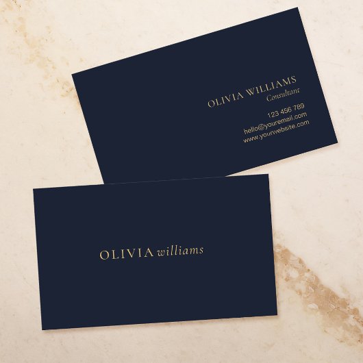 Minimalistisch Goud Marine Blauw Eenvoudig Profess Visitekaartje