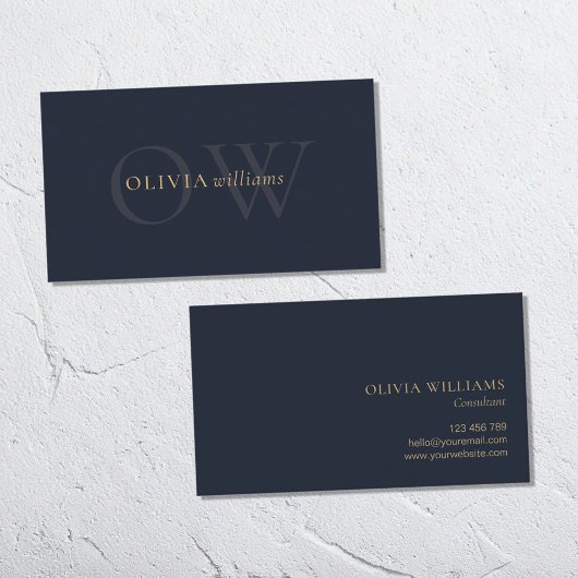 Minimalistisch Goud Marine Blauw Eenvoudig Profess Visitekaartje