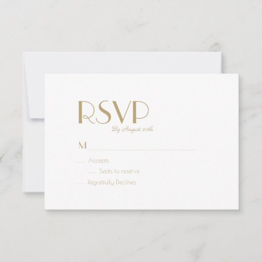 Minimalistisch Goud Modern Art Deco Bruiloft RSVP  (Voorkant)