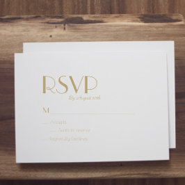 Minimalistisch Goud Modern Art Deco Bruiloft RSVP  Kaartje