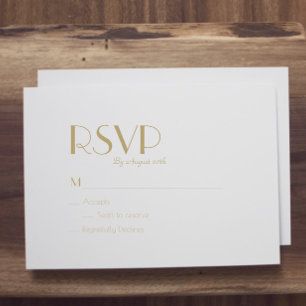 Minimalistisch Goud Modern Art Deco Bruiloft RSVP  Kaartje