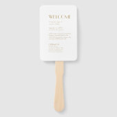 Minimalistisch Goud Modern Art Deco Trouwprogramma Handwaaier (Voorkant)