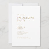 Minimalistisch Goud Modern Art Deco Verlovingsfees Kaart (Voorkant)